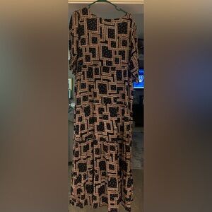 NATURAL LIFE Navy red micro flowers tier Maxi Dress soft cozy comfy for fall